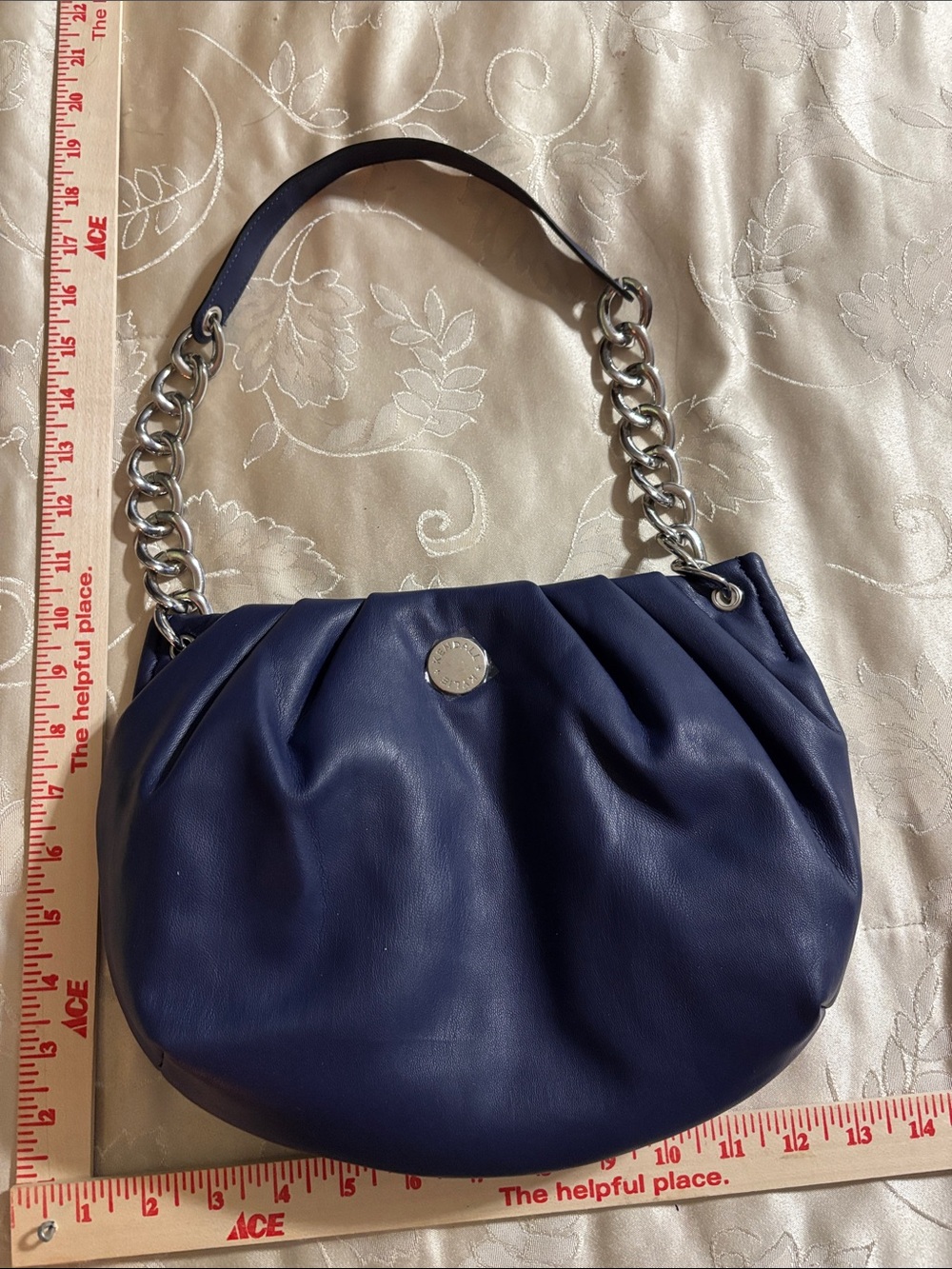 Kendall & Kylie Navy Blue Leather Chain-Handle Shoulder Bag